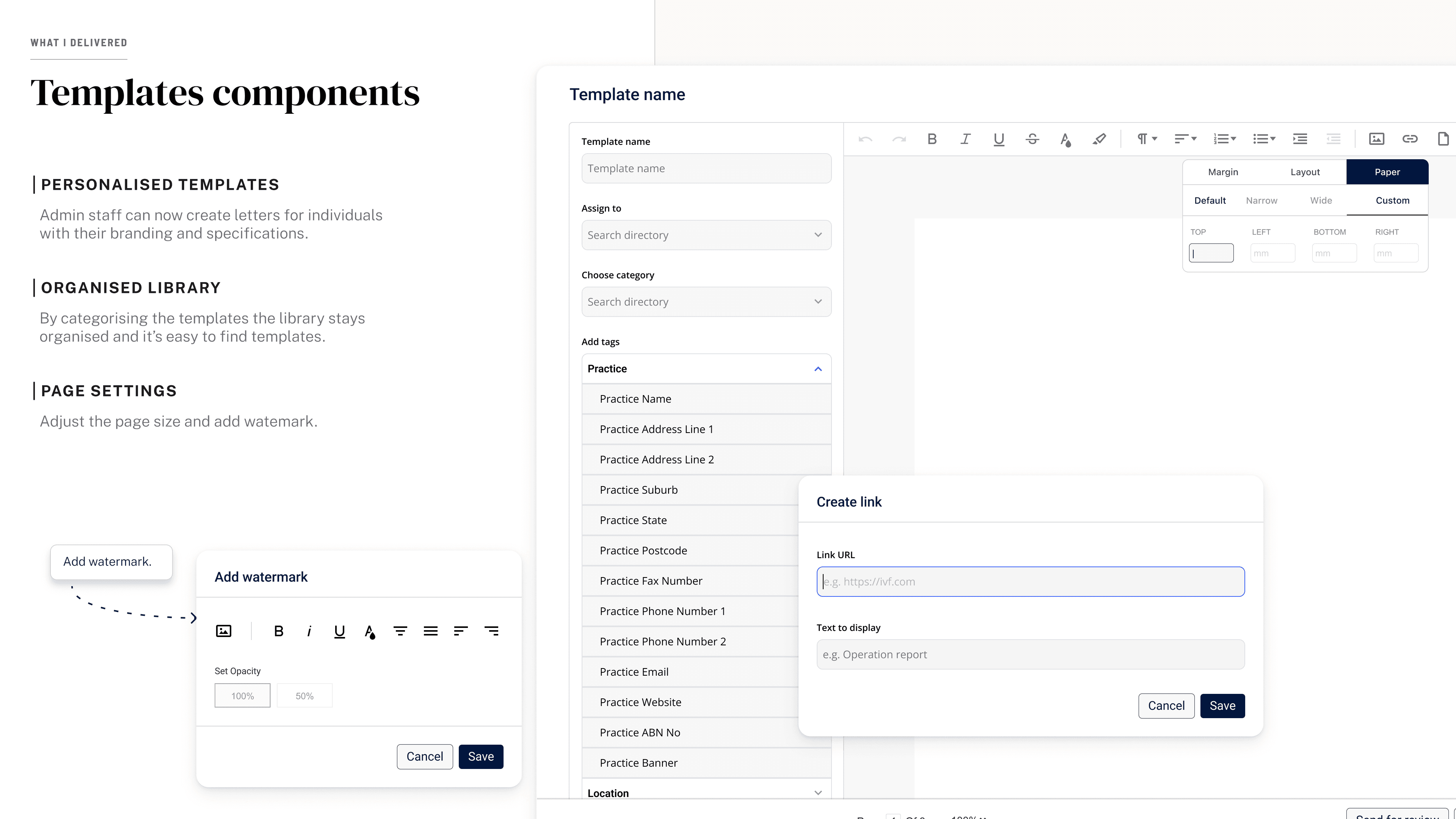 Template selection and management