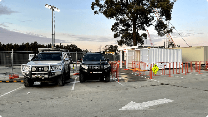 Construction site at dusk