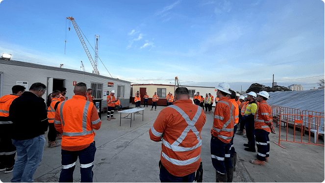 Team briefing on site