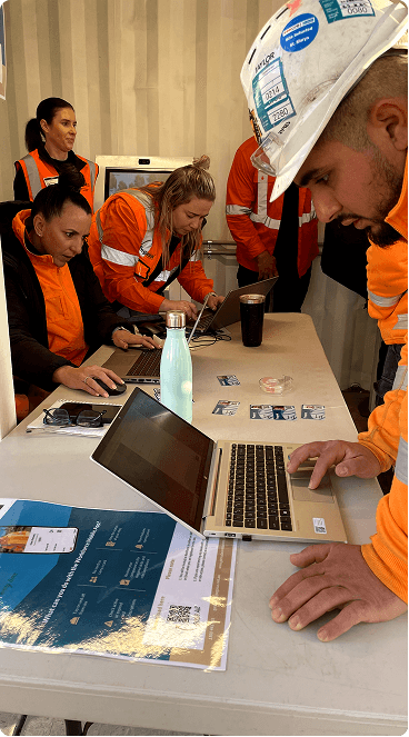 Workers testing prototype